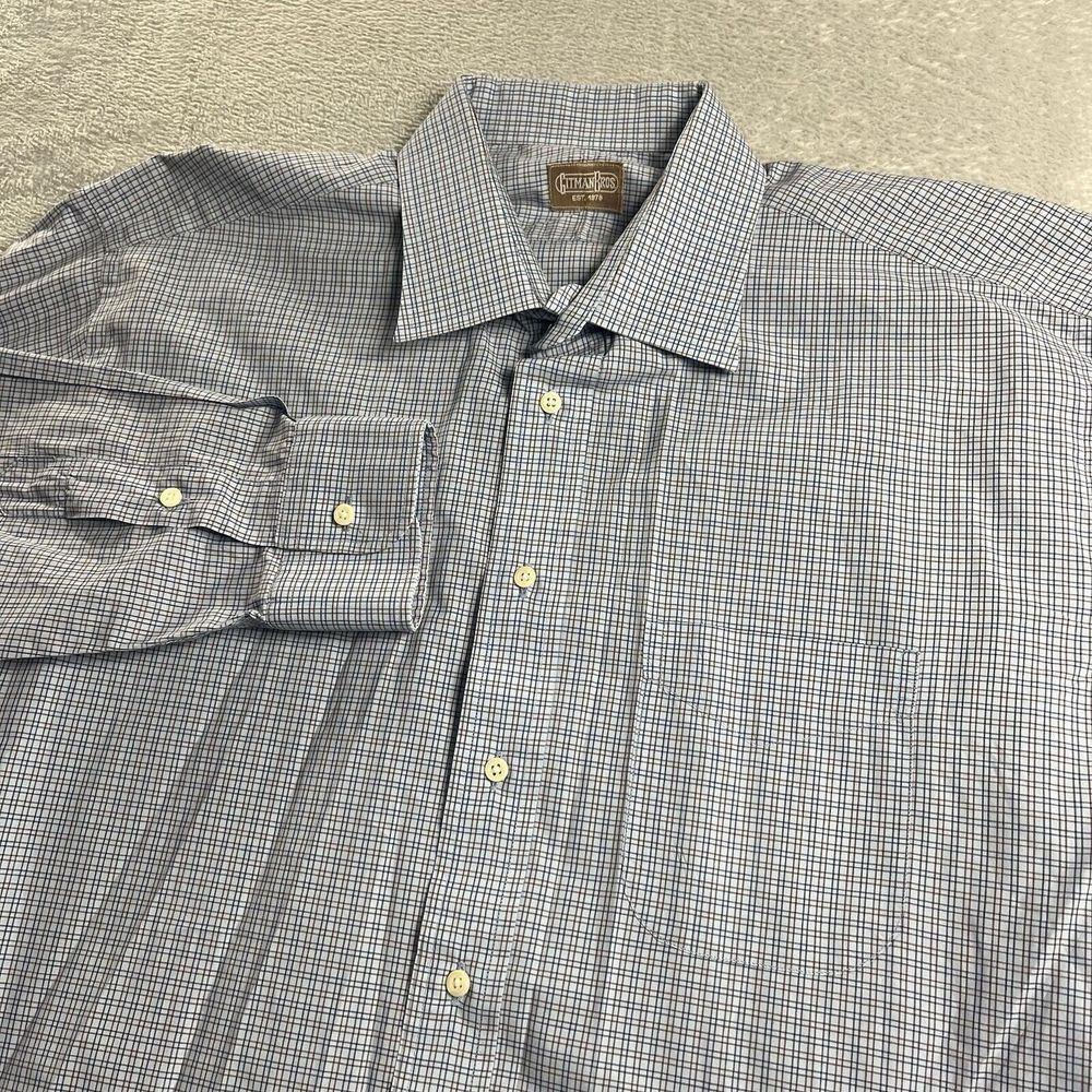 Gitman Bros Vintage Blue Check‎ Oxford Button Down Shirt 17.5 34 Made in USA